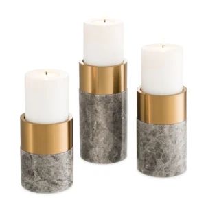 PORTACANDELE SIERRA SET DI 3 MARMO GRIGIO