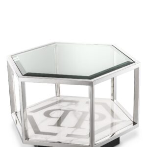 PP SIDE TABLE FALCON VIEW WHITE MARBLE NICKEL SMALL